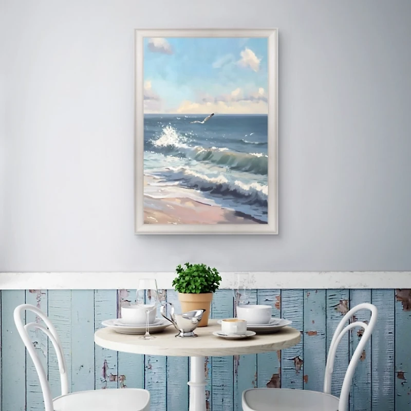 Flying Over Waves Framed Canvas Art Print