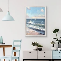 Flying Over Waves Framed Canvas Art Print