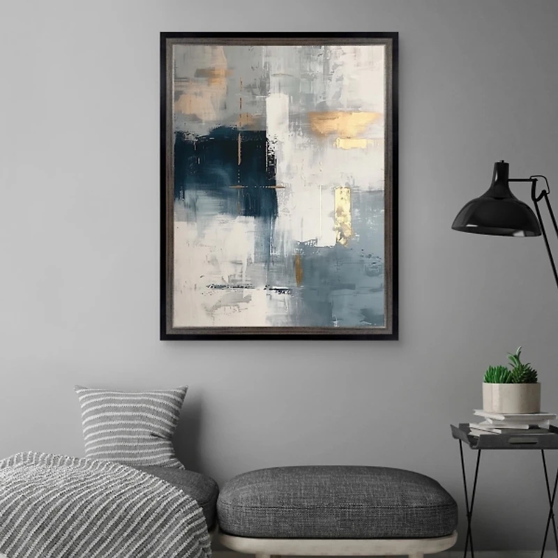 Touched by Blue Framed Canvas Art Print