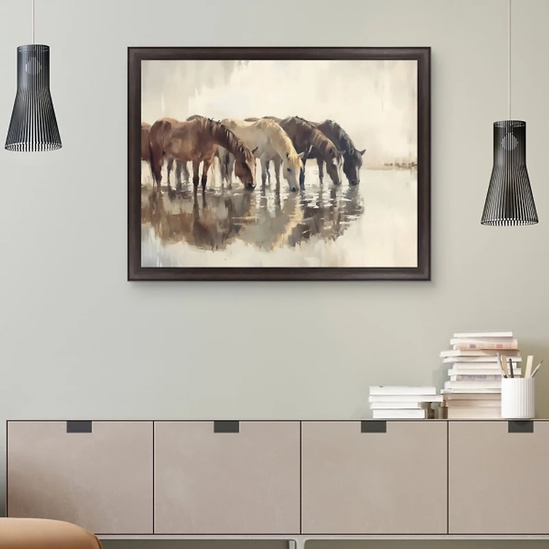 Herd of Horses Framed Canvas Art Print