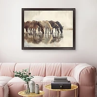 Herd of Horses Framed Canvas Art Print