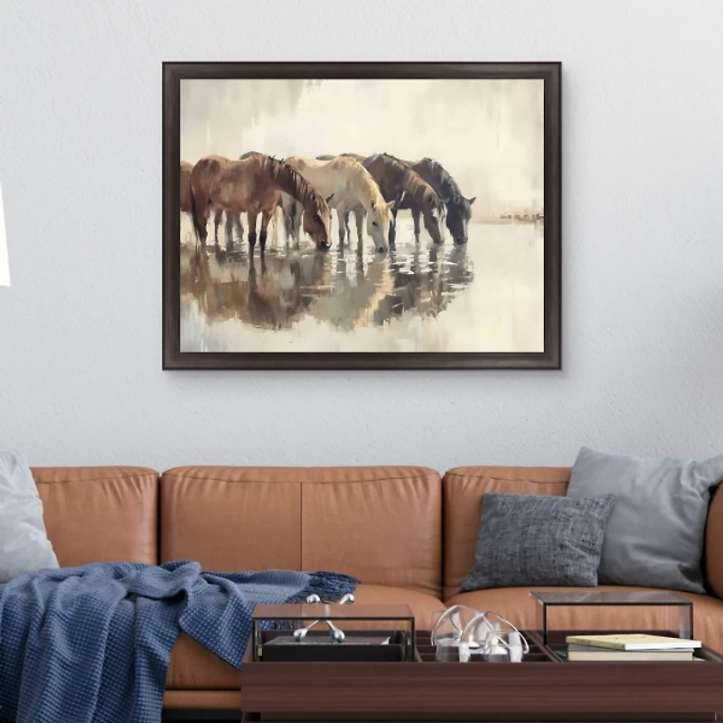 Herd of Horses Framed Canvas Art Print