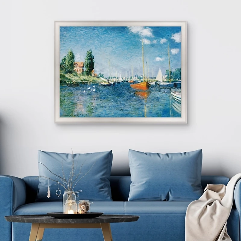 Red Boats at Argenteuil Framed Canvas Art Print