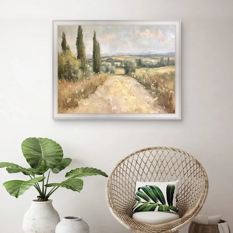Tall Tree Path Framed Canvas Art Print