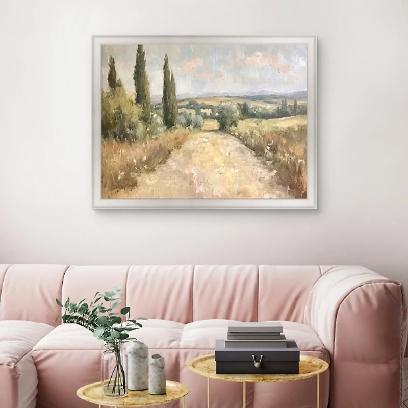 Tall Tree Path Framed Canvas Art Print