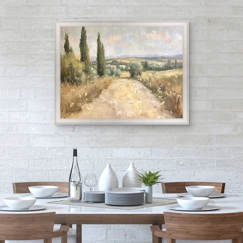 Tall Tree Path Framed Canvas Art Print