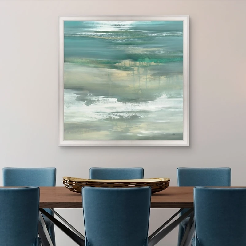Blue Tranquility Abstract Framed Canvas Art Print