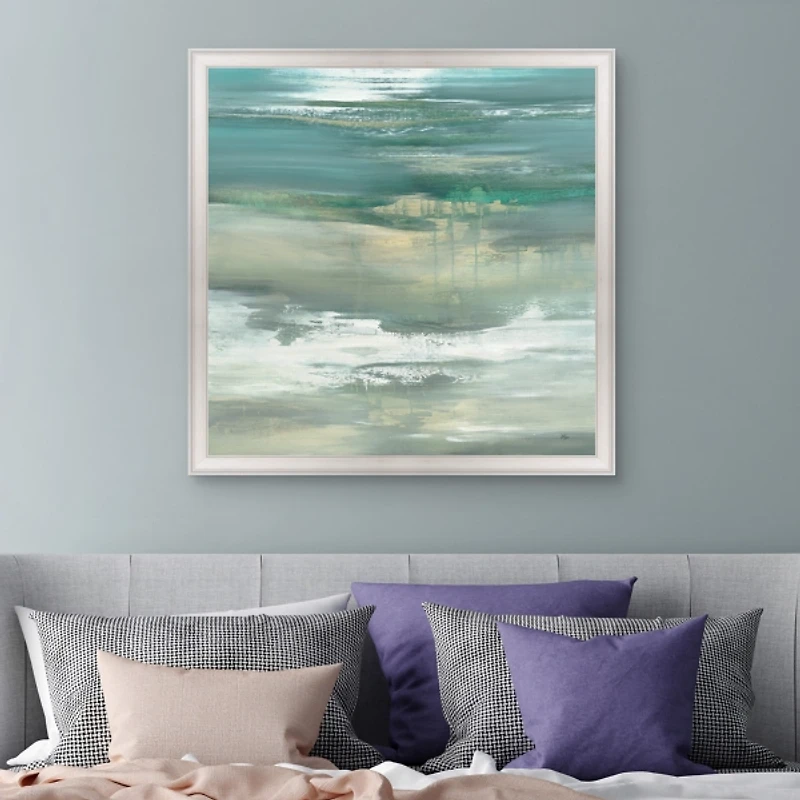 Blue Tranquility Abstract Framed Canvas Art Print