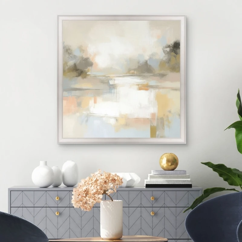 Misty Horizon Framed Canvas Art Print