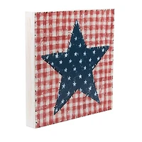 Blue Star & Plaid American Quilt Wall Plaque