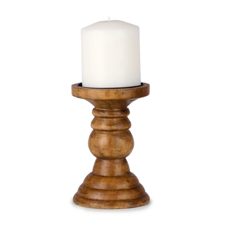 Turned Wood Pillar Candle Holder, 6 in.