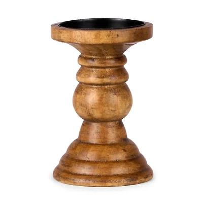 Turned Wood Pillar Candle Holder, 6 in.