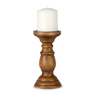 Turned Wood Pillar Candle Holder