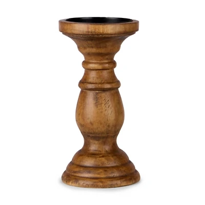 Turned Wood Pillar Candle Holder
