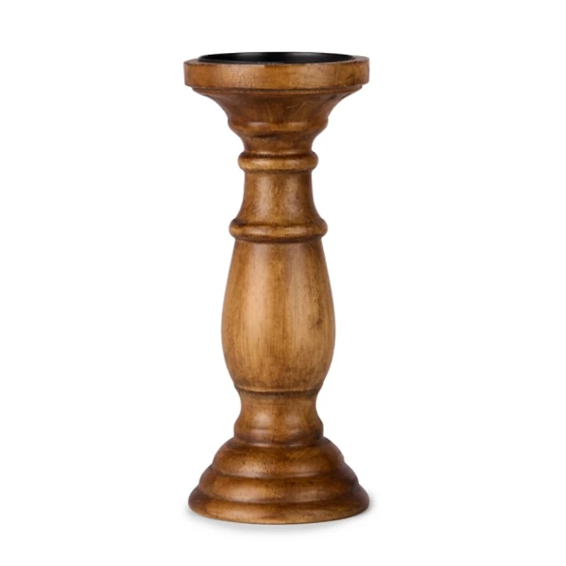 Turned Wood Pillar Candle Holder