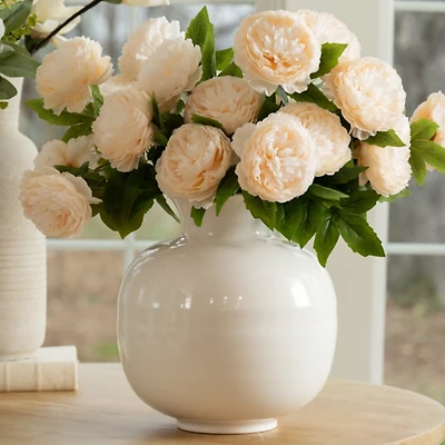Round Glossy White Metal Vase