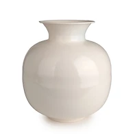 Round Glossy White Metal Vase
