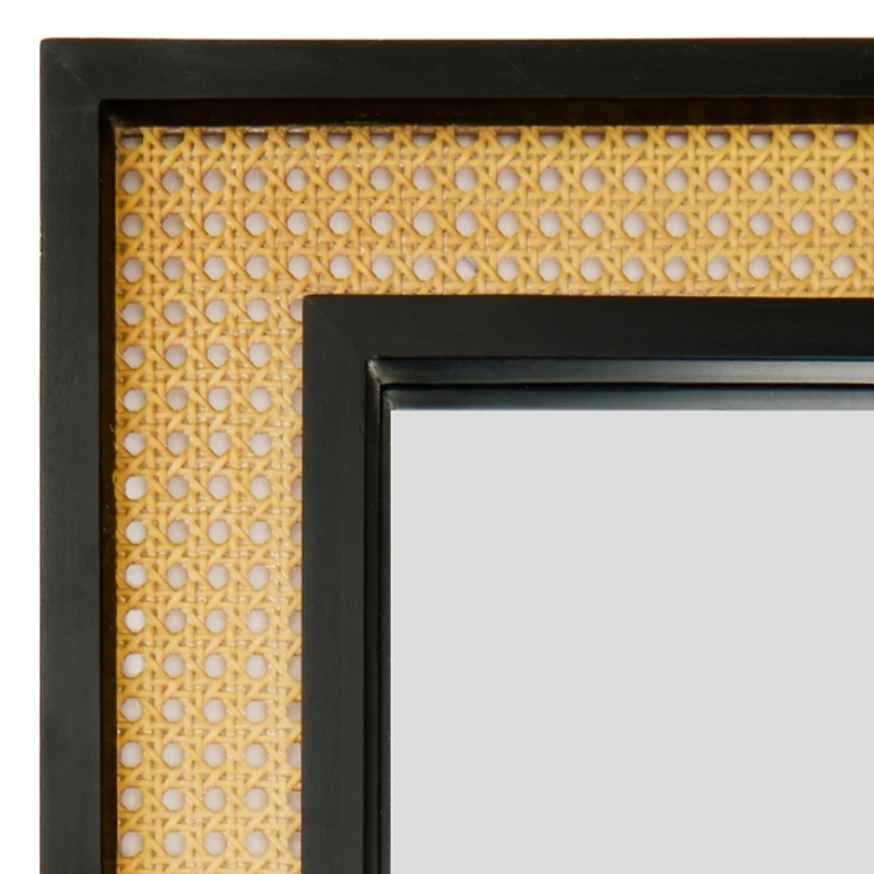 Nora Black and Tan Rattan Wall Mirror