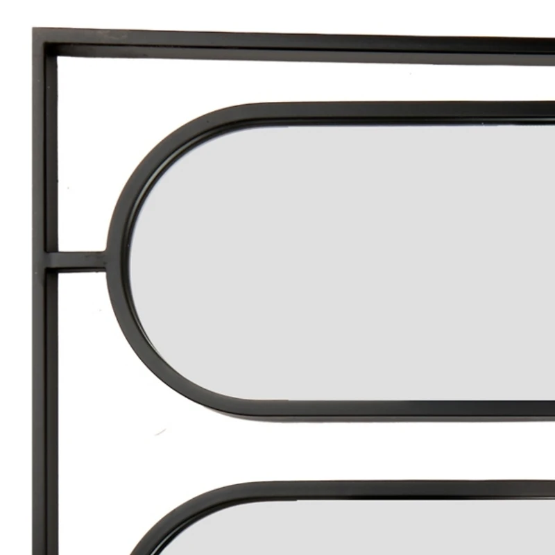 Annika Black Metal Oval Panel Wall Mirror