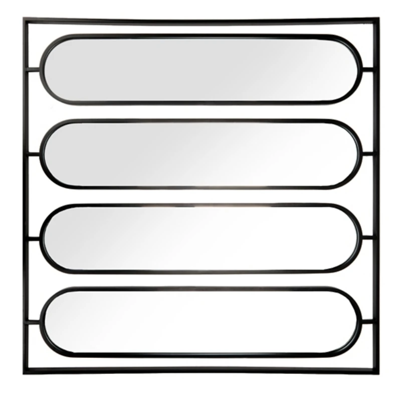 Annika Black Metal Oval Panel Wall Mirror