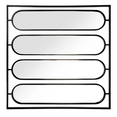 Annika Black Metal Oval Panel Wall Mirror