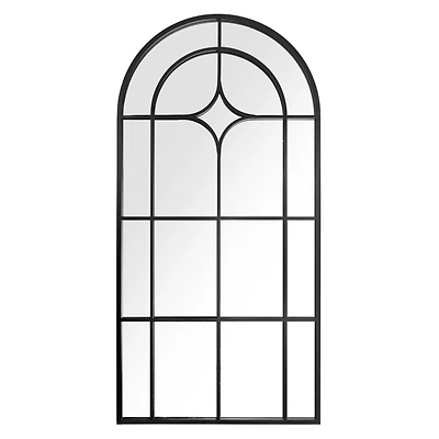 Black Metal Paned Arch Leaner Mirror