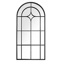 Black Metal Paned Arch Leaner Mirror