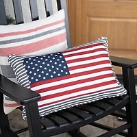 American Flag Ticking Stripe Lumbar Pillow