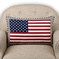 American Flag Ticking Stripe Lumbar Pillow