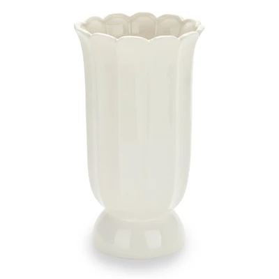 White Fluted Scallop Ceramic Vase
