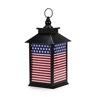 LED Black Metal American Flag Lantern