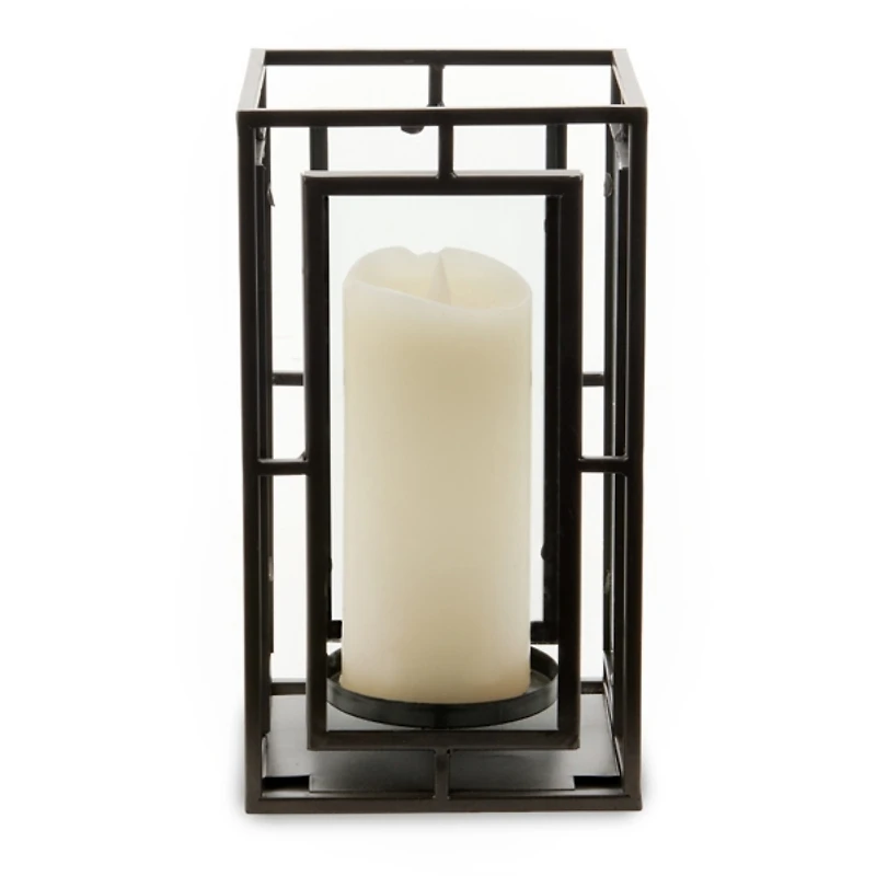 Black Metal Wavy Glass Lantern
