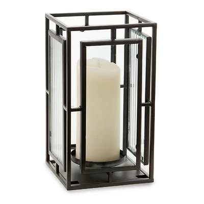 Black Metal Wavy Glass Lantern