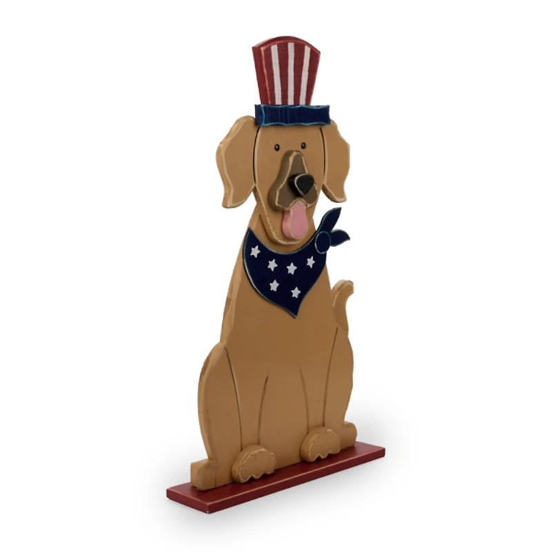 Patriotic Dog with Bandana Porch Statue