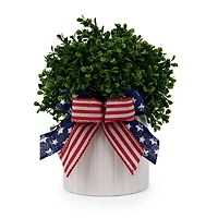 Boxwood Patriotic Bow Arrangement