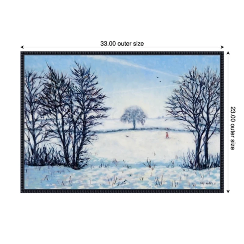 A Snowy Winters Walk Framed Canvas Art Print