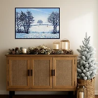 A Snowy Winters Walk Framed Canvas Art Print