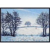 A Snowy Winters Walk Framed Canvas Art Print