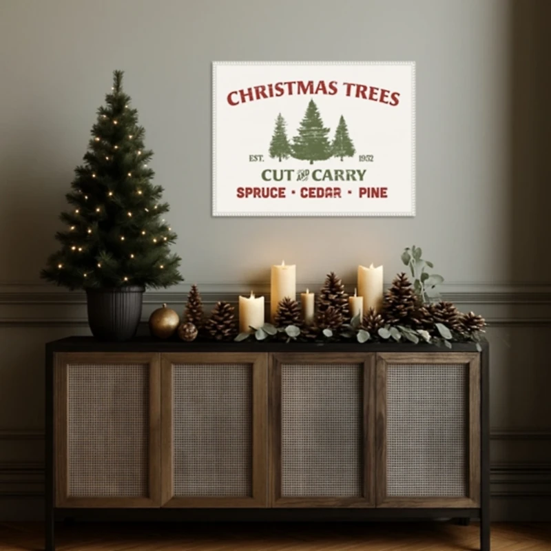 Christmas Farm Sign I Framed Canvas Art Print