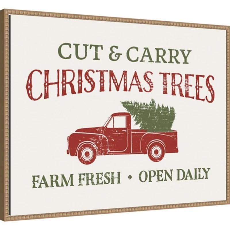 Christmas Farm Sign II Brown Framed Canvas Art