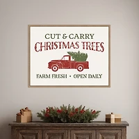 Christmas Farm Sign II Brown Framed Canvas Art