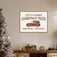 Christmas Farm Sign II Brown Framed Canvas Art