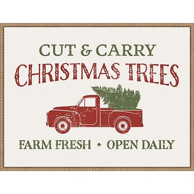 Christmas Farm Sign II Brown Framed Canvas Art