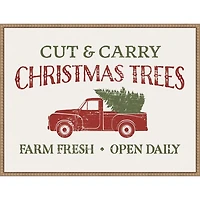 Christmas Farm Sign II Brown Framed Canvas Art
