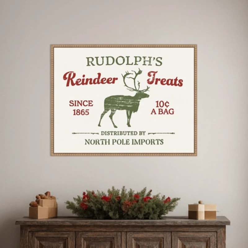 Christmas Farm Sign IV Framed Canvas Art Print