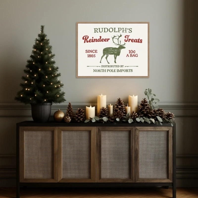 Christmas Farm Sign IV Framed Canvas Art Print