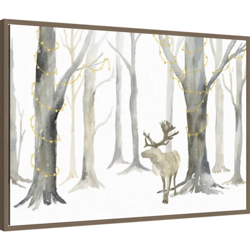Christmas Forest Landscape Framed Canvas Art Print