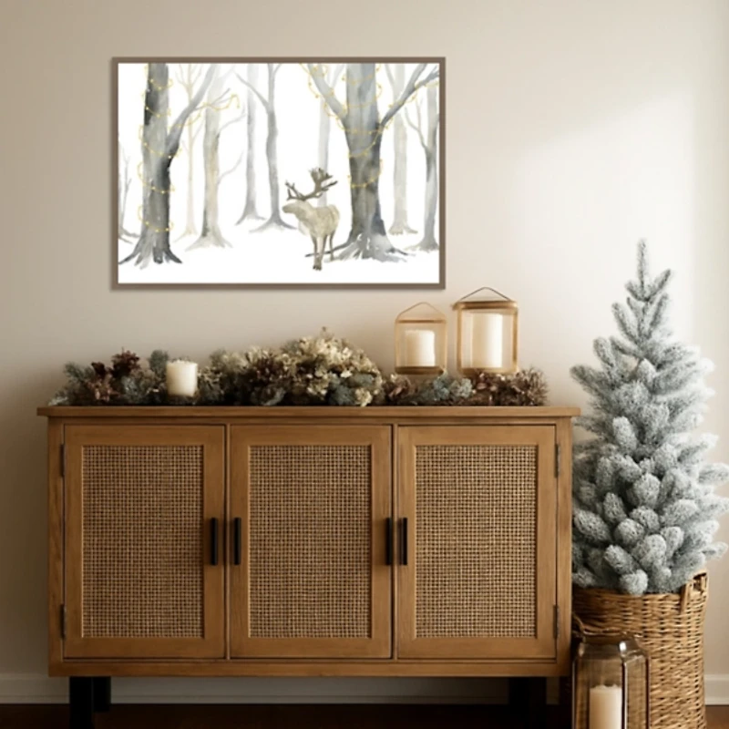 Christmas Forest Landscape Framed Canvas Art Print