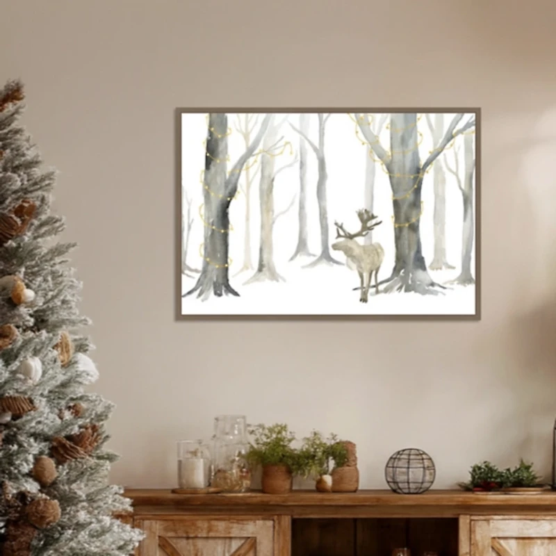 Christmas Forest Landscape Framed Canvas Art Print
