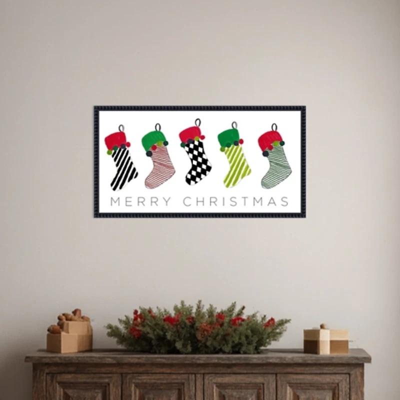 Christmas Stockings Framed Canvas Art Print